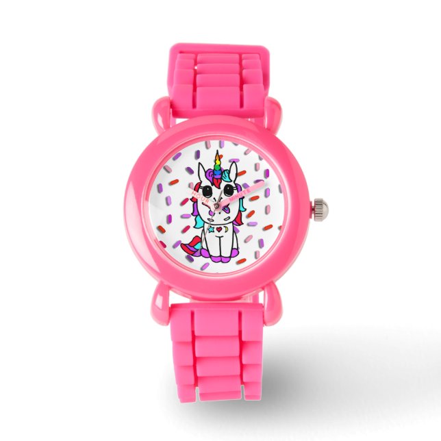 Unicorn with Butterfly on Nose Candy Sprinkles Watch (Front)