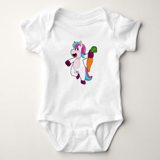 Unicorn with Carrot Baby Bodysuit (Front)
