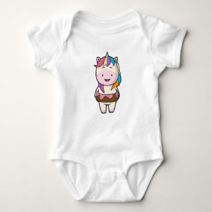 Unicorn with Chocolate doughnut Baby Bodysuit