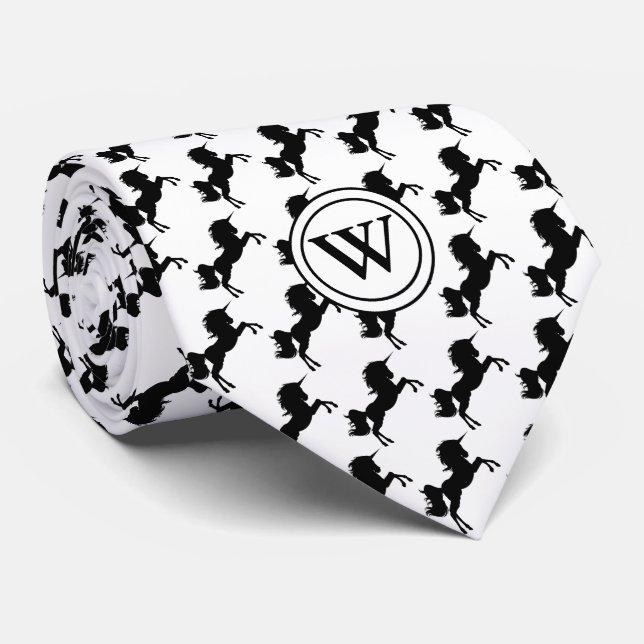 UNICORN with Christian Scripture Monogram White Tie (Rolled)