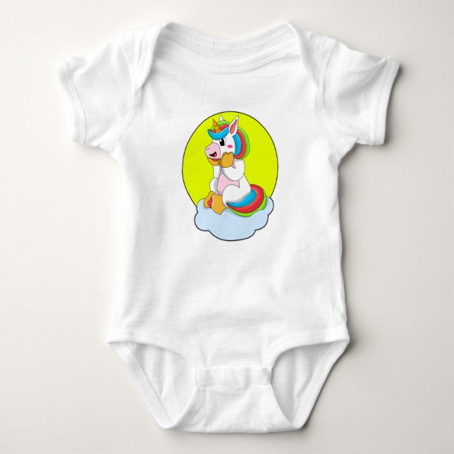 Unicorn with Cloud & Sun Baby Bodysuit (Front)