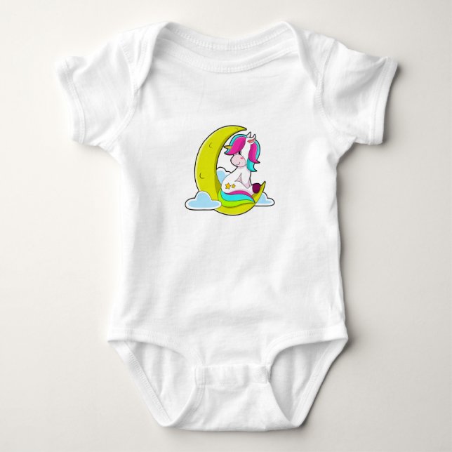 Unicorn with Clouds & Moon Baby Bodysuit (Front)