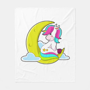 Unicorn with Clouds & Moon Fleece Blanket