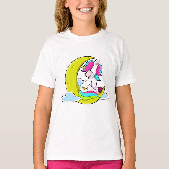 Unicorn with Clouds & Moon T-Shirt (Front)