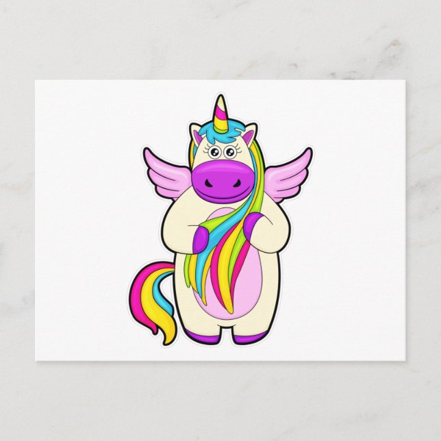 Unicorn with colourful Hairs Postcard (Front)