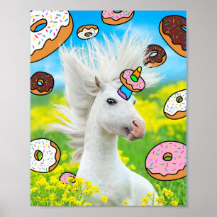 Unicorn With Doughnuts Poster