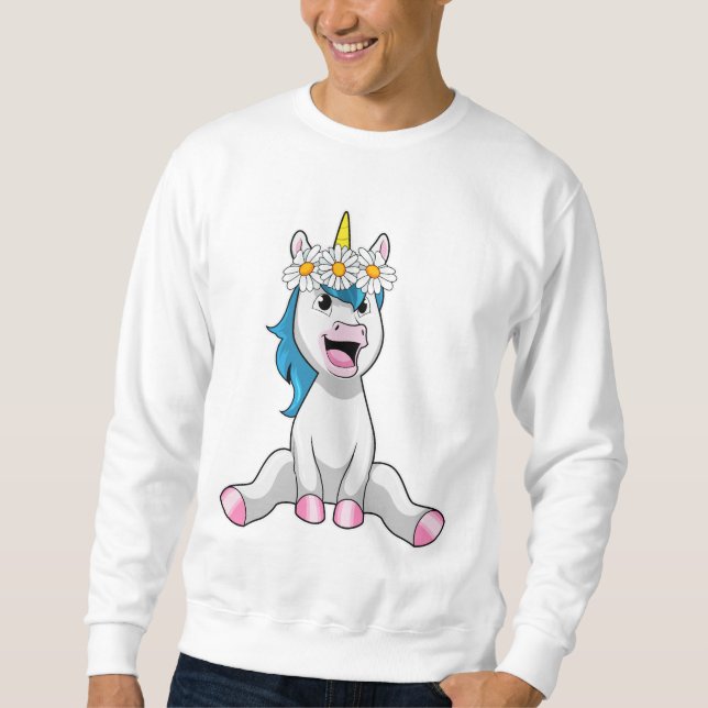 Unicorn with Flowers Daisy Sweatshirt (Front)