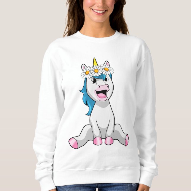 Unicorn with Flowers Daisy Sweatshirt (Front)