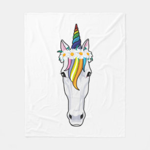 Unicorn with Flowers Fleece Blanket