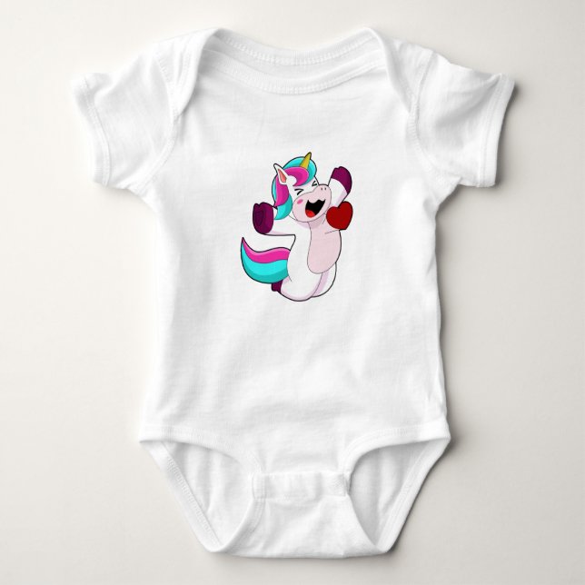 Unicorn with Heart Baby Bodysuit (Front)
