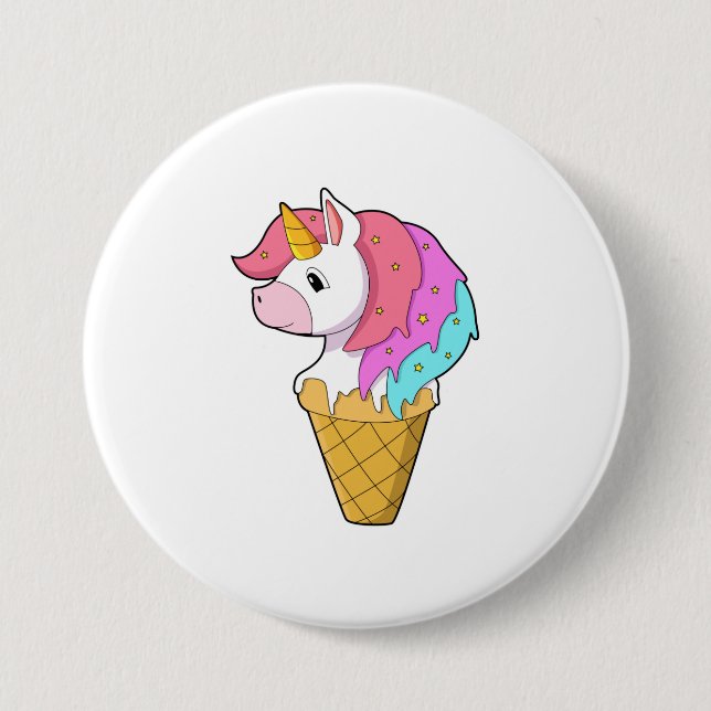 Unicorn with Ice cream 7.5 Cm Round Badge (Front)