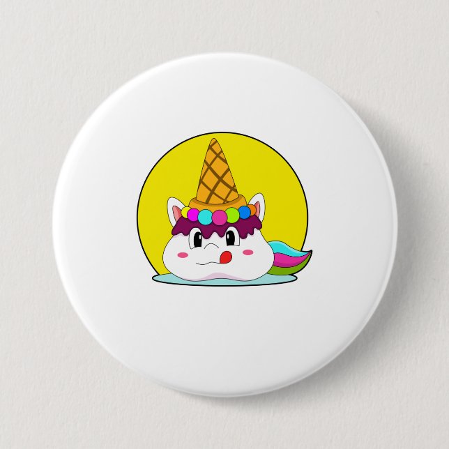 Unicorn with Ice cream cone 7.5 Cm Round Badge (Front)