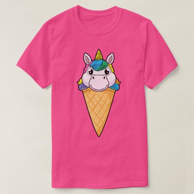 Unicorn with Ice cream cone Ice cream T-Shirt (Design Front)