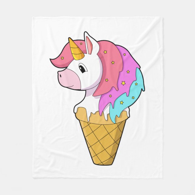 Unicorn with Ice cream Fleece Blanket (Front)