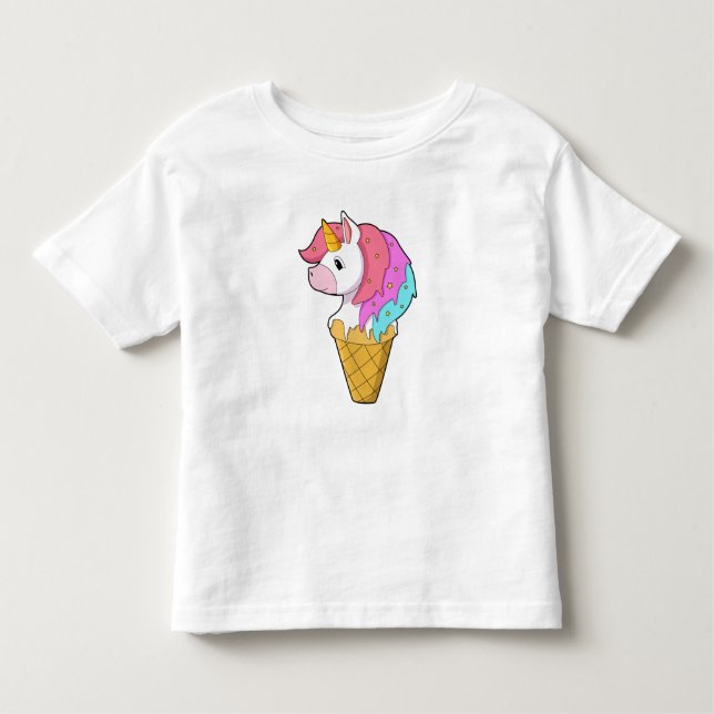 Unicorn with Ice cream Toddler T-Shirt (Front)