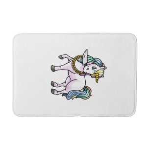 Unicorn With Knife Girls Women T-Shirt Bath Mat