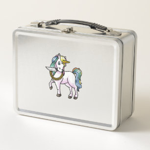 Unicorn With Knife Girls Women T-Shirt Metal Lunch Box