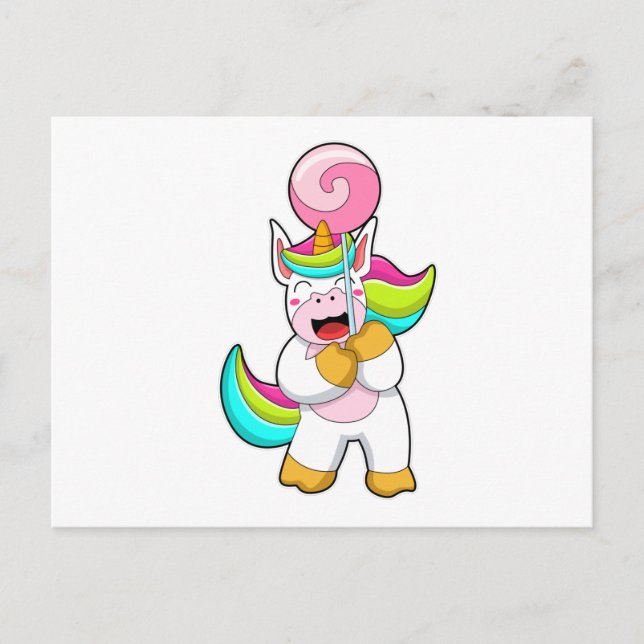Unicorn with Lollipop Postcard (Front)