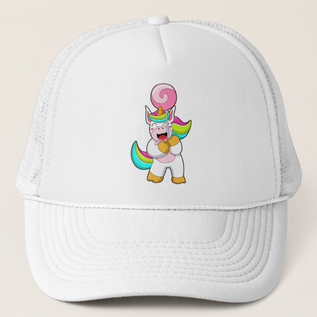 Unicorn with Lollipop Trucker Hat (Front)