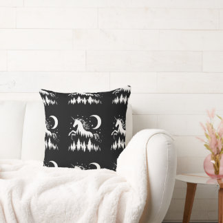 Unicorn With Moon And Stars Silhouette Cushion