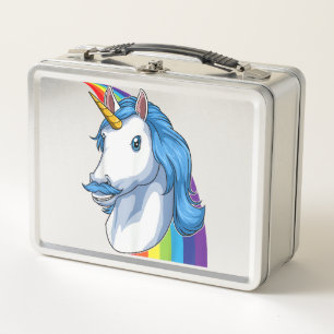 Unicorn with Moustache Dadacorn Dadicorn Unicorn D Metal Lunch Box