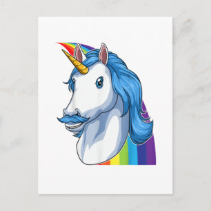 Unicorn with Moustache Dadacorn Dadicorn Unicorn D Postcard