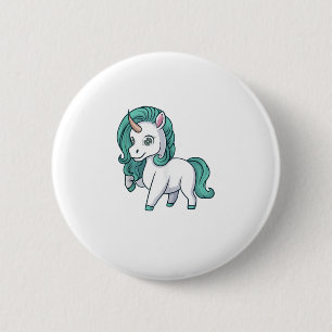 Unicorn With Petrol Mane Cute Funny Unicorn Design 6 Cm Round Badge