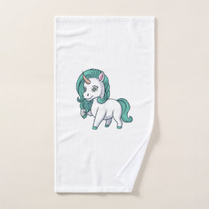 Unicorn With Petrol Mane Cute Funny Unicorn Design Hand Towel