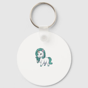 Unicorn With Petrol Mane Cute Funny Unicorn Design Key Ring