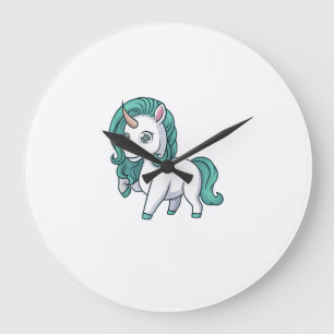 Unicorn With Petrol Mane Cute Funny Unicorn Design Large Clock
