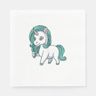 Unicorn With Petrol Mane Cute Funny Unicorn Design Napkin