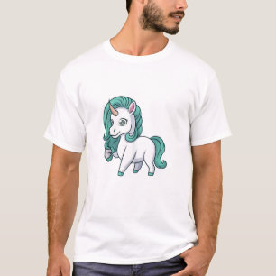 Unicorn With Petrol Mane Cute Funny Unicorn Design T-Shirt