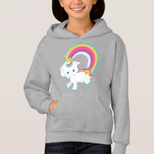 Unicorn with Rainbow Girl  Hoodie