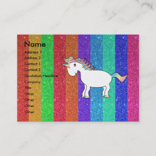 Unicorn with rainbow glitter stripes business card