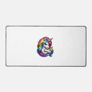 Unicorn With Rainbow Mane Art Tank Top Desk Mat