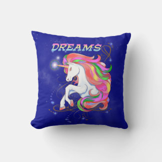 Unicorn with rainbow mane, fantasy art. cushion
