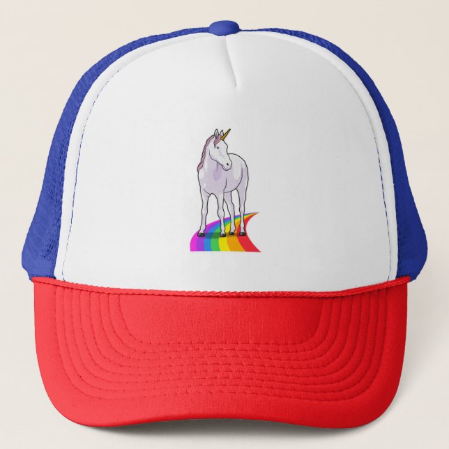 Unicorn with Rainbow Trucker Hat (Front)