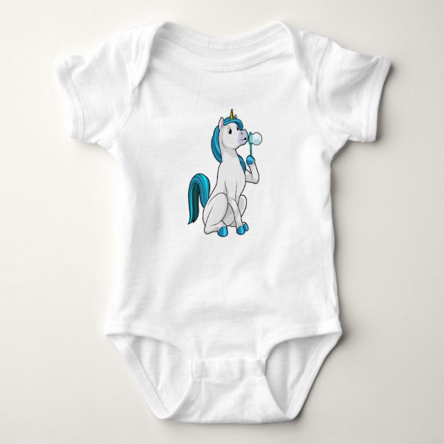 Unicorn with Soap bubbles Baby Bodysuit (Front)