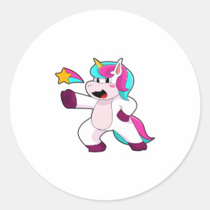 Unicorn with Star Classic Round Sticker