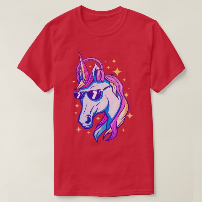Unicorn with Sunglasses and Headphones Rad Cool My T-Shirt (Design Front)