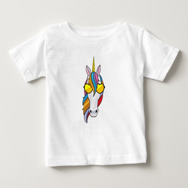 Unicorn with Sunglasses Baby T-Shirt (Front)