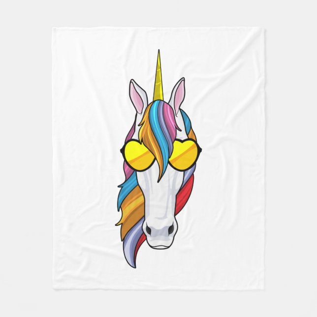 Unicorn with Sunglasses Fleece Blanket (Front)