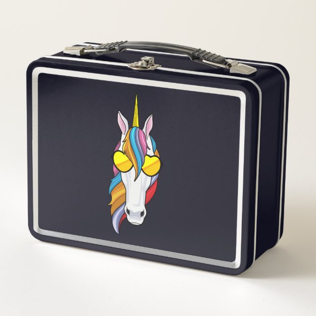 Unicorn with Sunglasses Metal Lunch Box (Front)