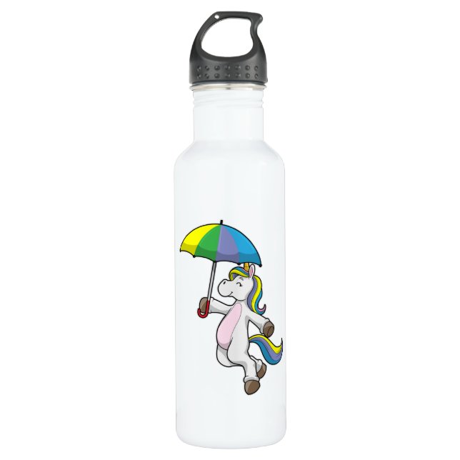 Unicorn with Umbrella 710 Ml Water Bottle (Front)