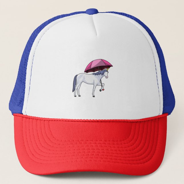 Unicorn with Umbrella Trucker Hat (Front)