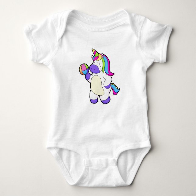 Unicorn with Volleyball Baby Bodysuit (Front)