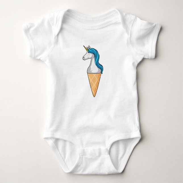 Unicorn with Waffle ice cream Baby Bodysuit (Front)