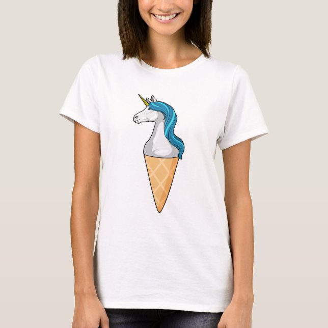 Unicorn with Waffle ice cream T-Shirt (Front)