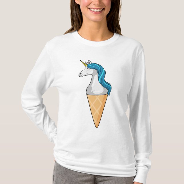 Unicorn with Waffle ice cream T-Shirt (Front)