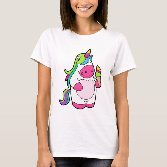 Unicorn with Waffle Ice cream T-Shirt (Front)